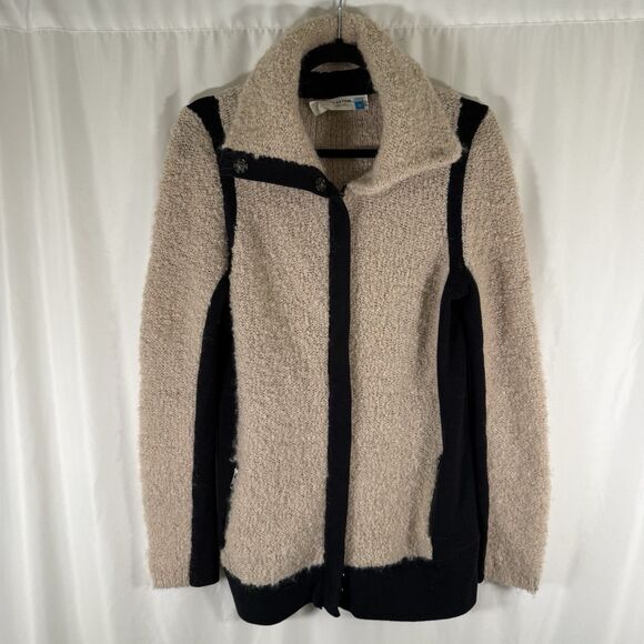 Sparrow Anthropologie Sweater Women's Medium Beige Knit Wool Mohair Full Zip - Picture 1 of 11